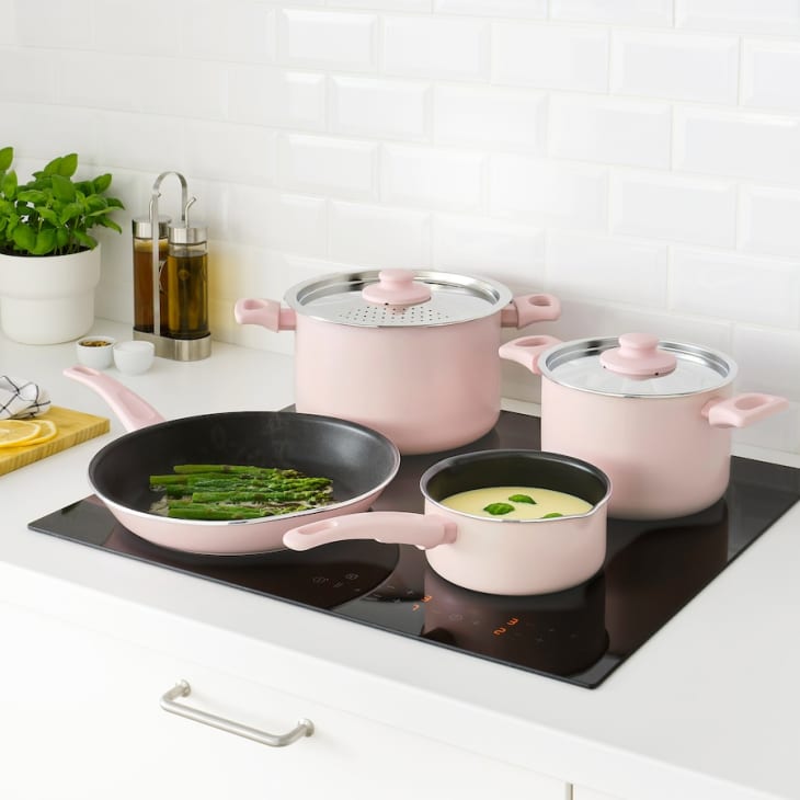 Product Image: HEMLAGAD 6-piece cookware set, light pink