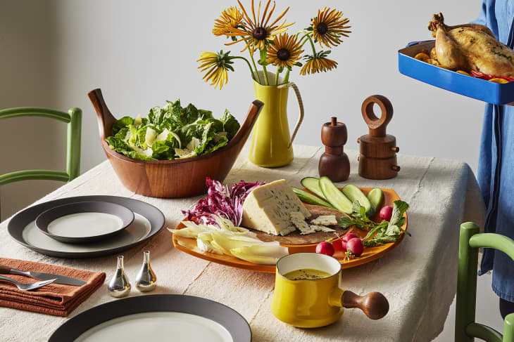 Dansk vintage items styled out on a modern table