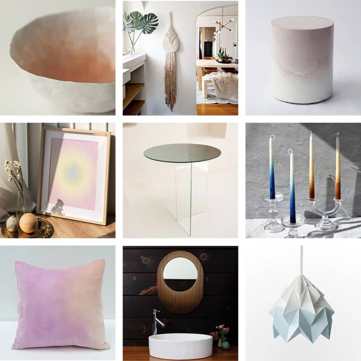 Collage of gradient products at Etsy