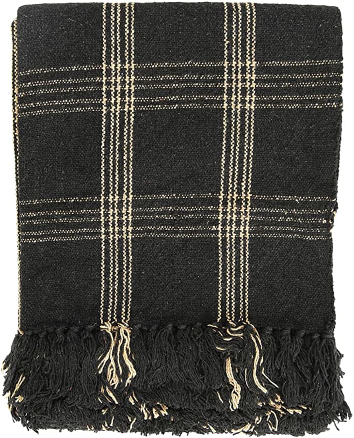 Creative Co-op Plaid Fringed Woven Cotton Throw at Amazon