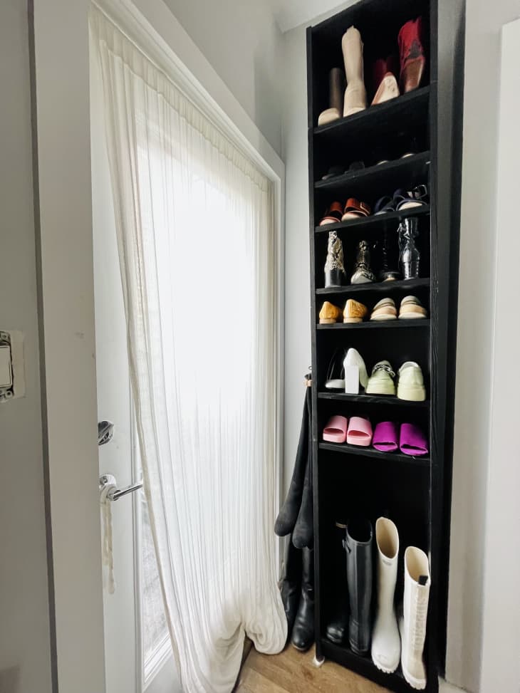 IKEA BILLY bookcase used as a shoe rack