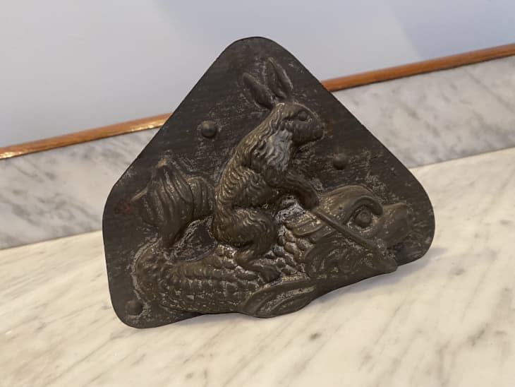 French rabbit riding a fish chocolate mold