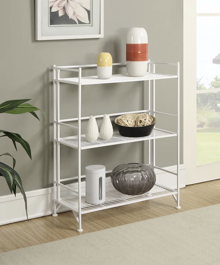 Product Image: 3 Tier Wide Folding Metal Shelf, White