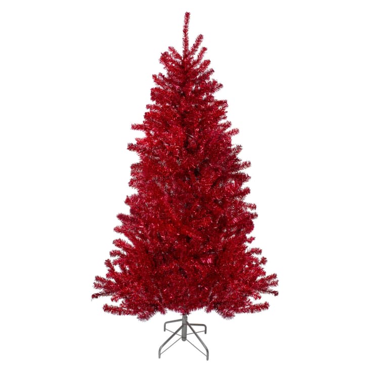 6' Metallic Red Tinsel Artificial Christmas Tree at Christmas Central