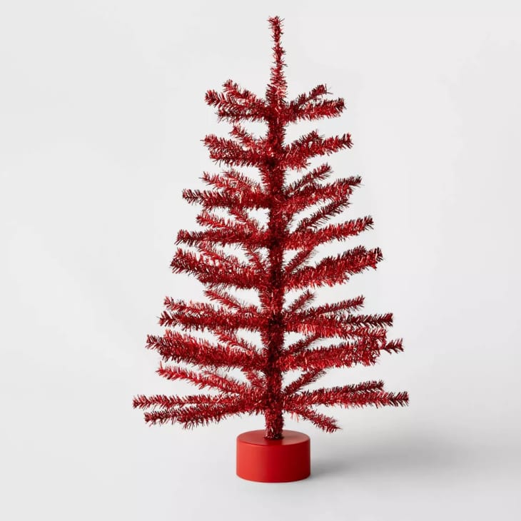 24" Unlit Tinsel Artificial Christmas Tree Red - Wondershop™ at Target