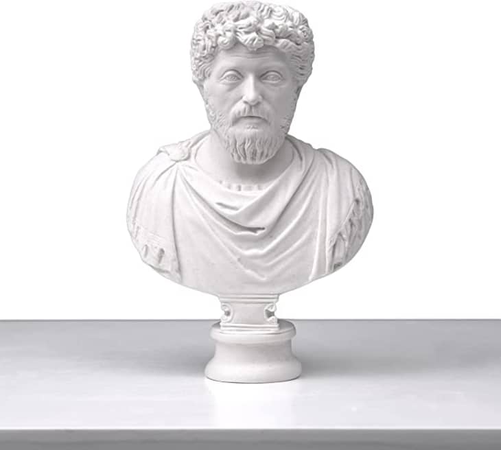 Marcus Aurelius Bust Sculpture in white faux marble