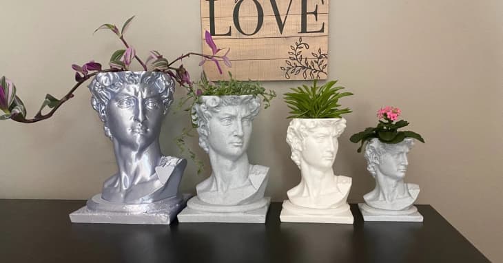 Busts of the David used as planters