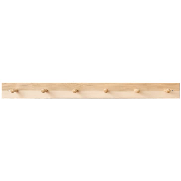 Shaker style 6-peg hook rack in unfinished maple wood