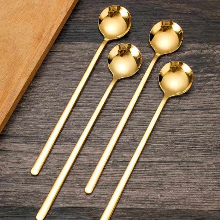Long golden coffee stirring spoons from Temu