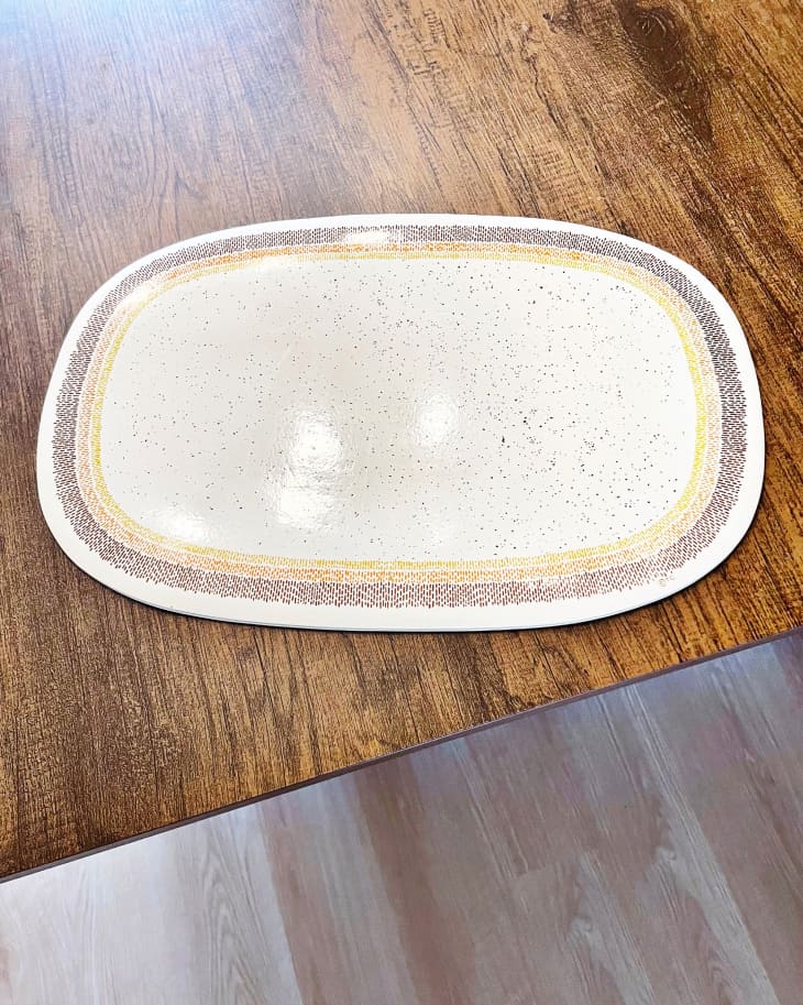 vintage cloth placemat on wood table