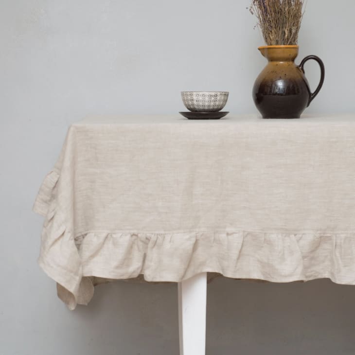 Linen Tablecloth with Ruffles at Etsy