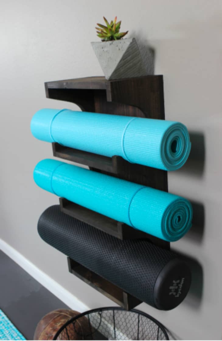 floating shelf for yoga mat storage