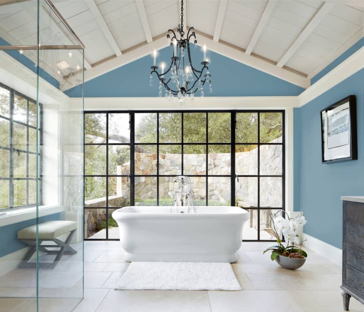 Bathroom painted in Dunn-Edwards 2024 color of the year.