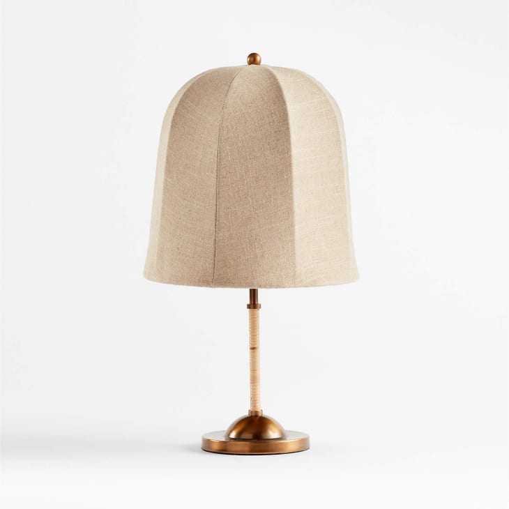 Crate & Barrel Allegra Rattan and Linen Dome Table Lamp by Jake Arnold at Crate & Barrel