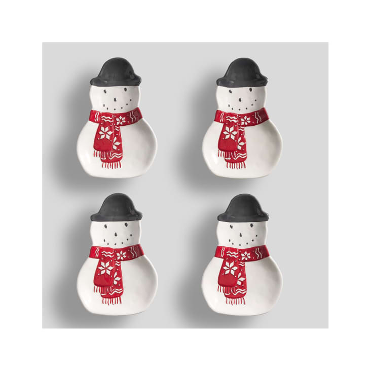 Archie the Snowman Stoneware Appetizer Plates (Set of 4) at Pottery Barn