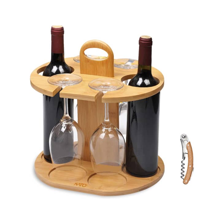 Tirrinia Small Wine Rack with Glass Holders at Amazon