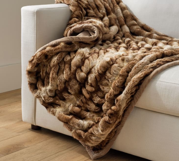 Faux Fur Ruched Throw (50" x 60") at Pottery Barn