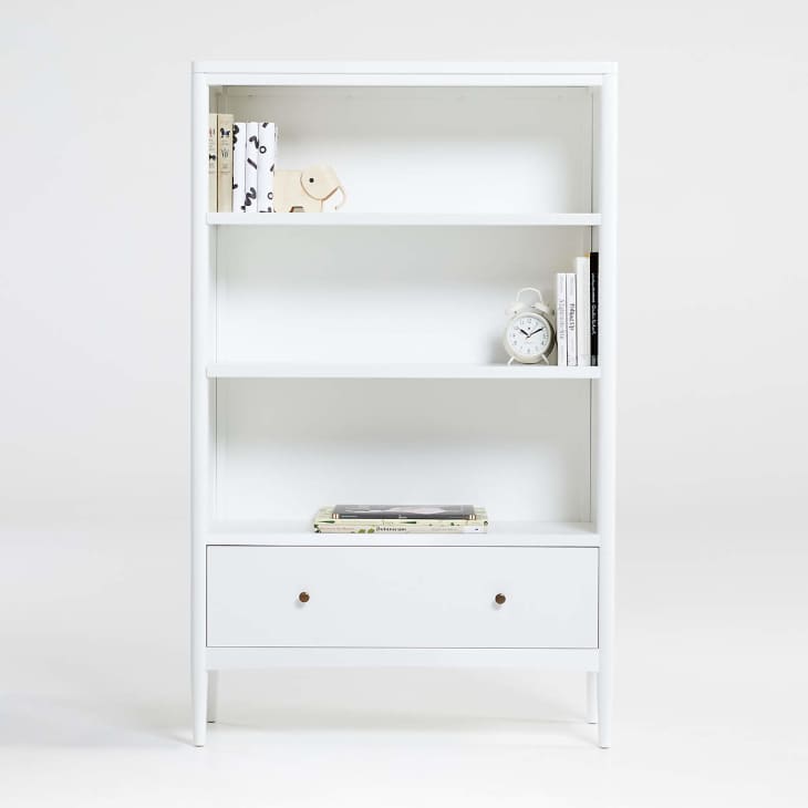 Hampshire Tall White Wood 3-Shelf Kids Bookcase with Drawer at Crate & Barrel