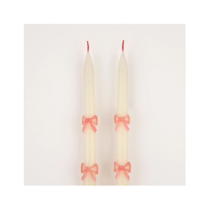 Pink Bow Taper Candles (x 2) at Meri Meri