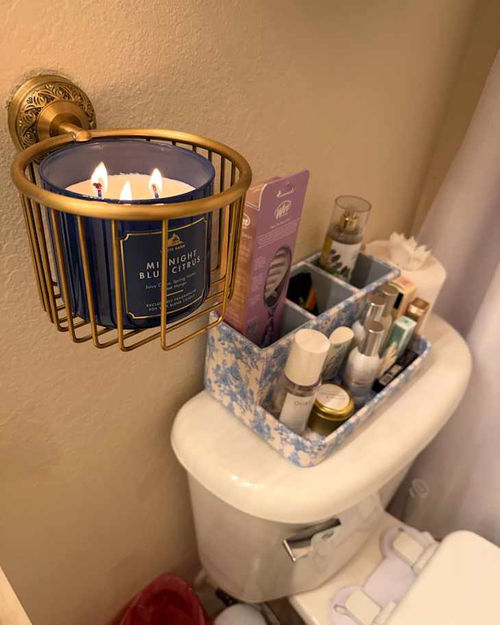 Toilet Paper Holder Candle Storage Hack