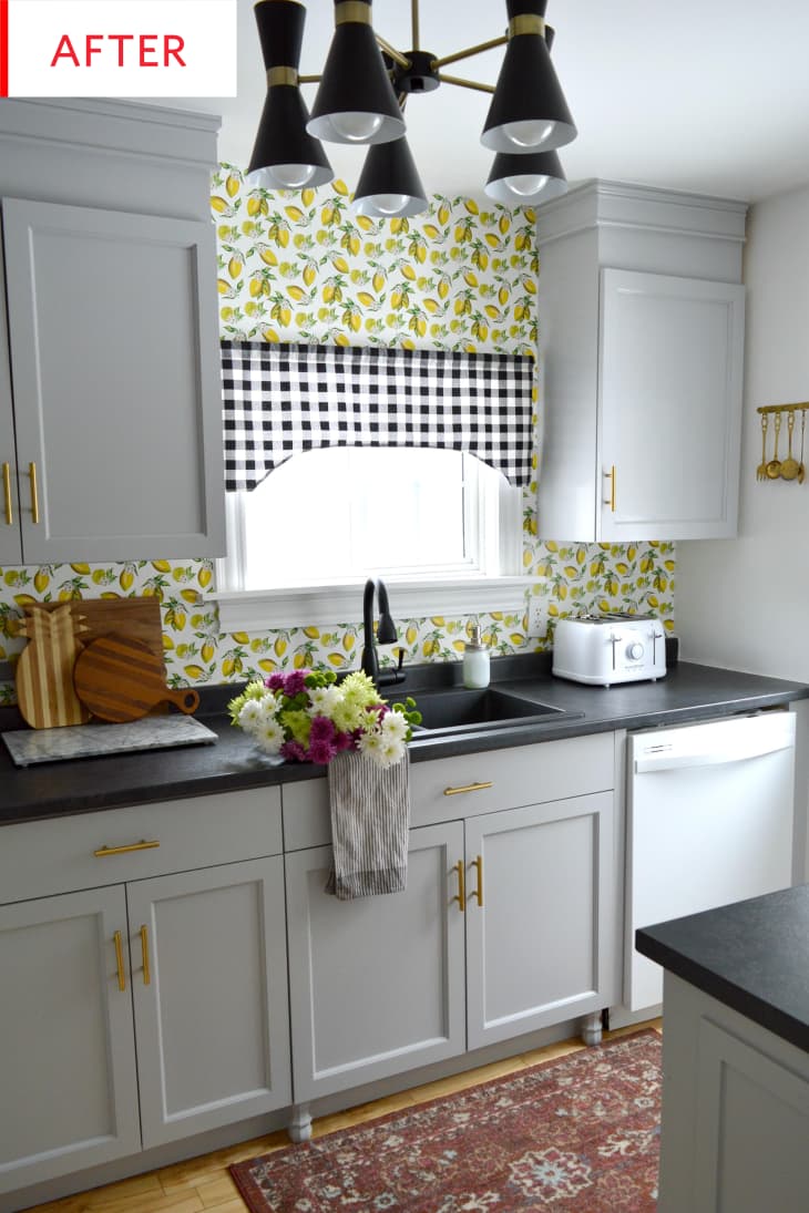 Kitchen Wallpaper - Cabinet Paint - Before After | Apartment Therapy