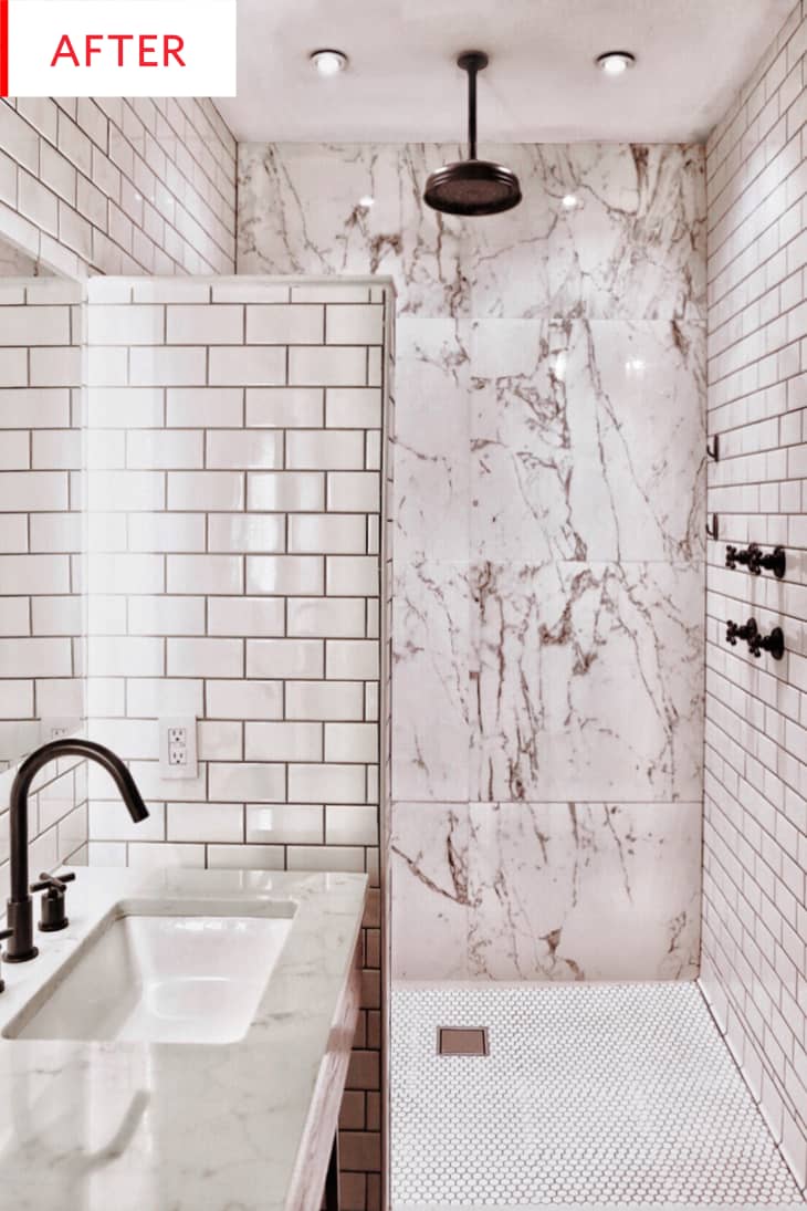 Bathroom Remodel Cost 3K Marble Shower Before After Apartment Therapy