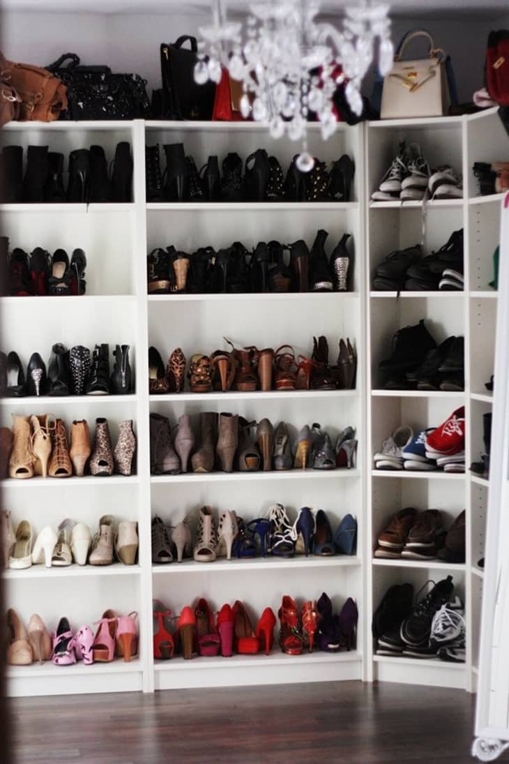 Billy bookcase deals shoe storage hack