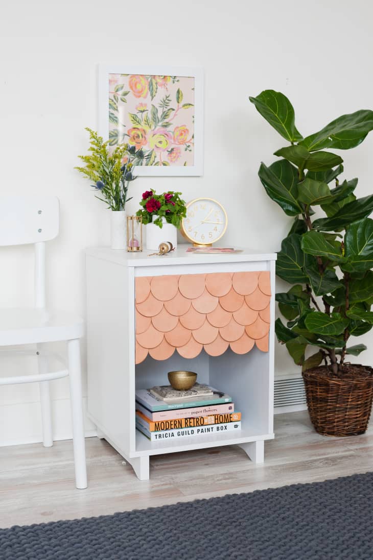 Nightstand Makeover Using Leather Coasters Apartment Therapy