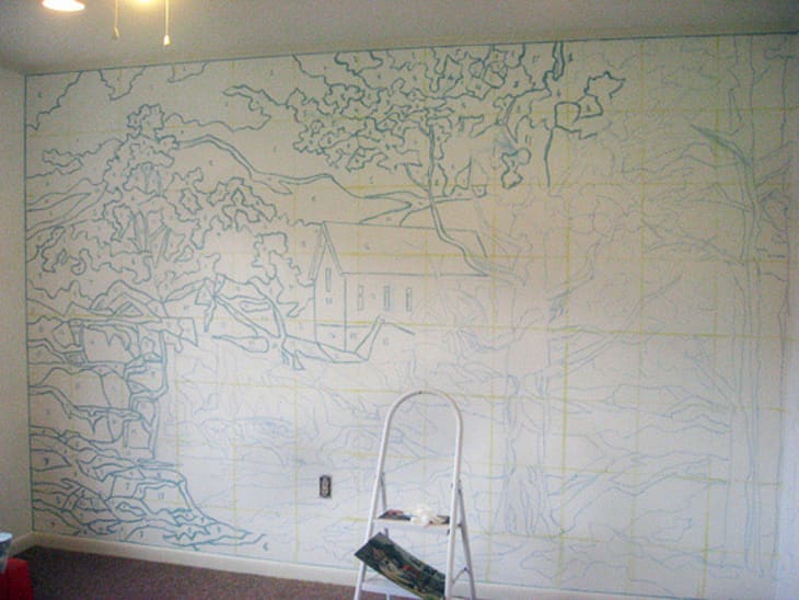 Before & After PaintByNumber Wall Mural Apartment Therapy