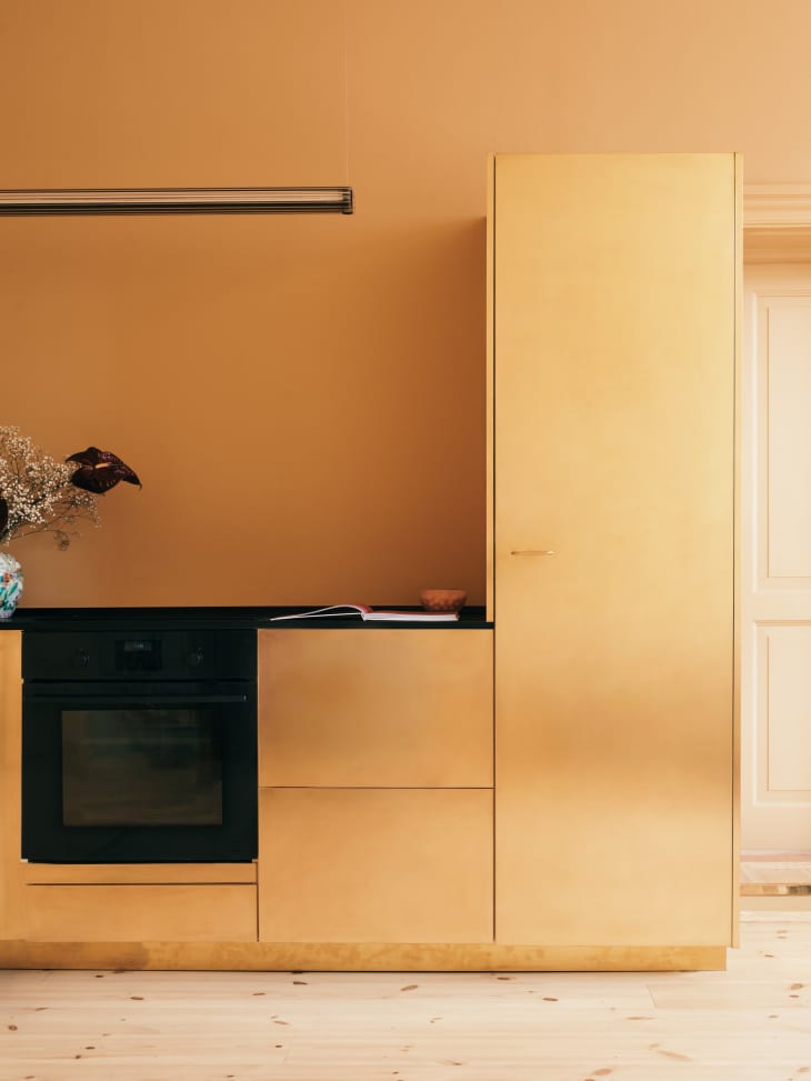 IKEA Kitchen Reform Brass Fronts Apartment Therapy