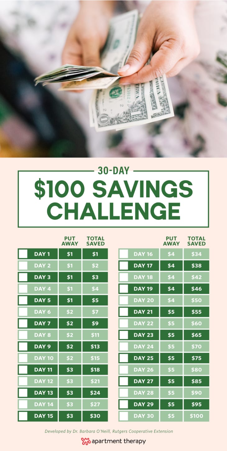30Day Money Challenge How to Save 100 a Month Apartment Therapy