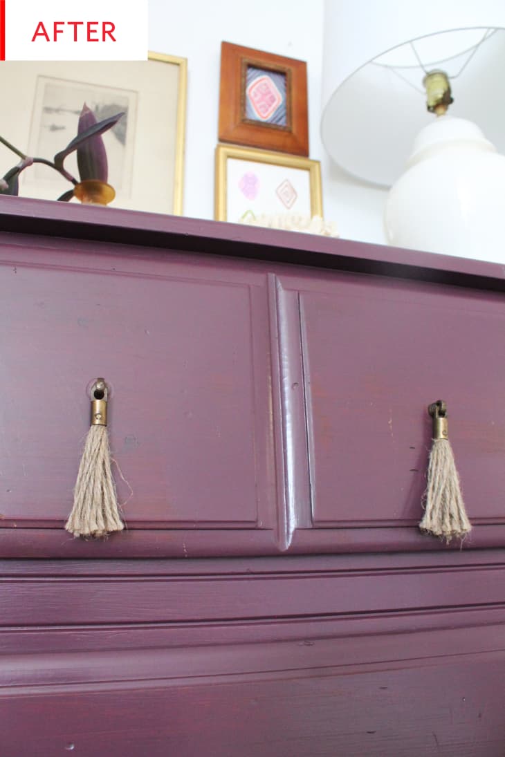 Painted Wood Used Furniture Dresser with Tassel Pulls Apartment Therapy