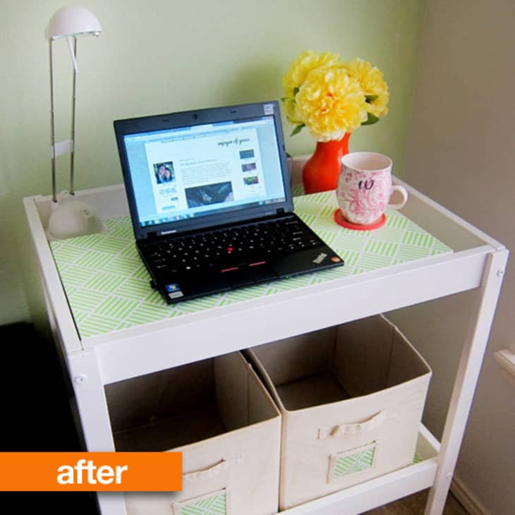 Before After IKEA Changing Table Into Home Office Desk