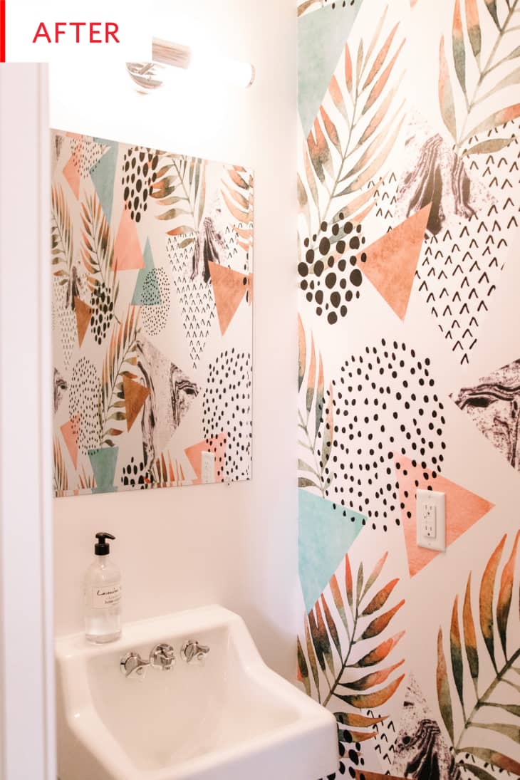 Removable Wallpaper Bathroom Wall - Before After | Apartment Therapy