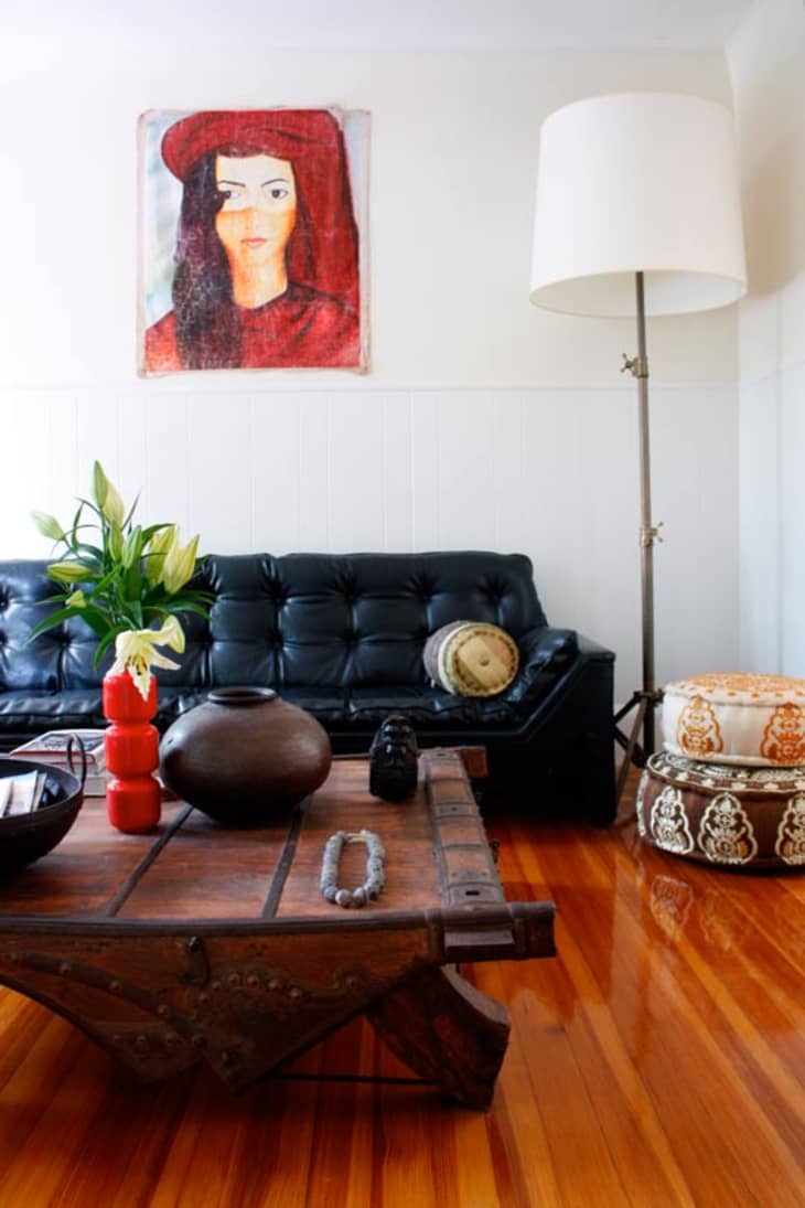 Mixing dark and light wood furniture in store living room