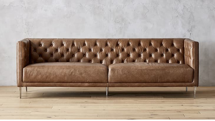 cb2 savile leather sofa