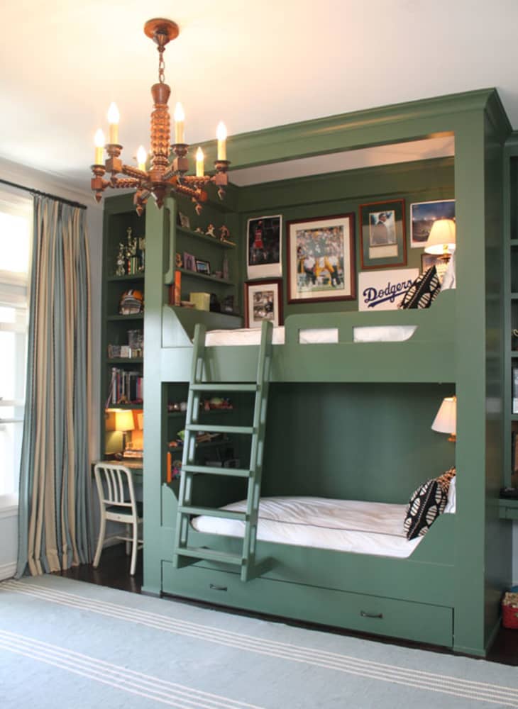 13 Bunk Bed Shelf Ideas For Top Bunk Storage Space Apartment Therapy