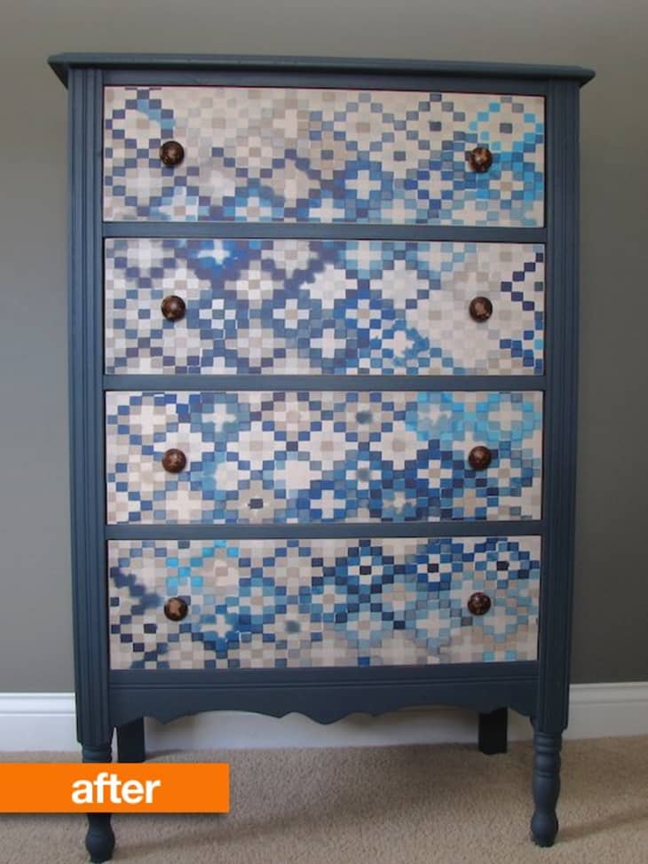 Before & After A Dusty Dresser Gets Dressed Up With Wallpaper