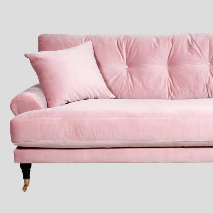 Pink velvet on sale settee sofa