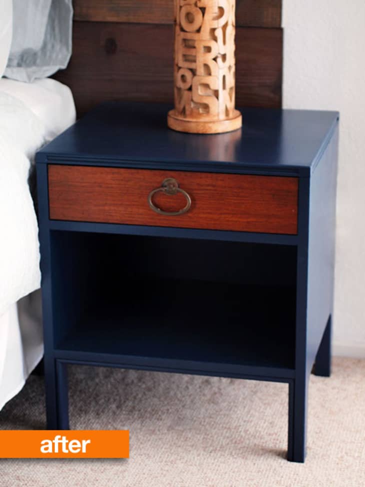 Before & After Handsome Navy Nightstands Apartment Therapy