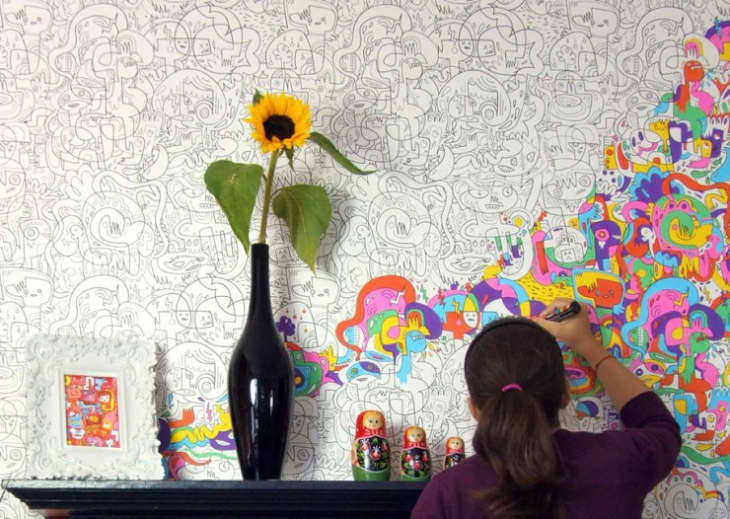 7 Coloring Book Wallpapers Color it in on the Wall! Apartment Therapy