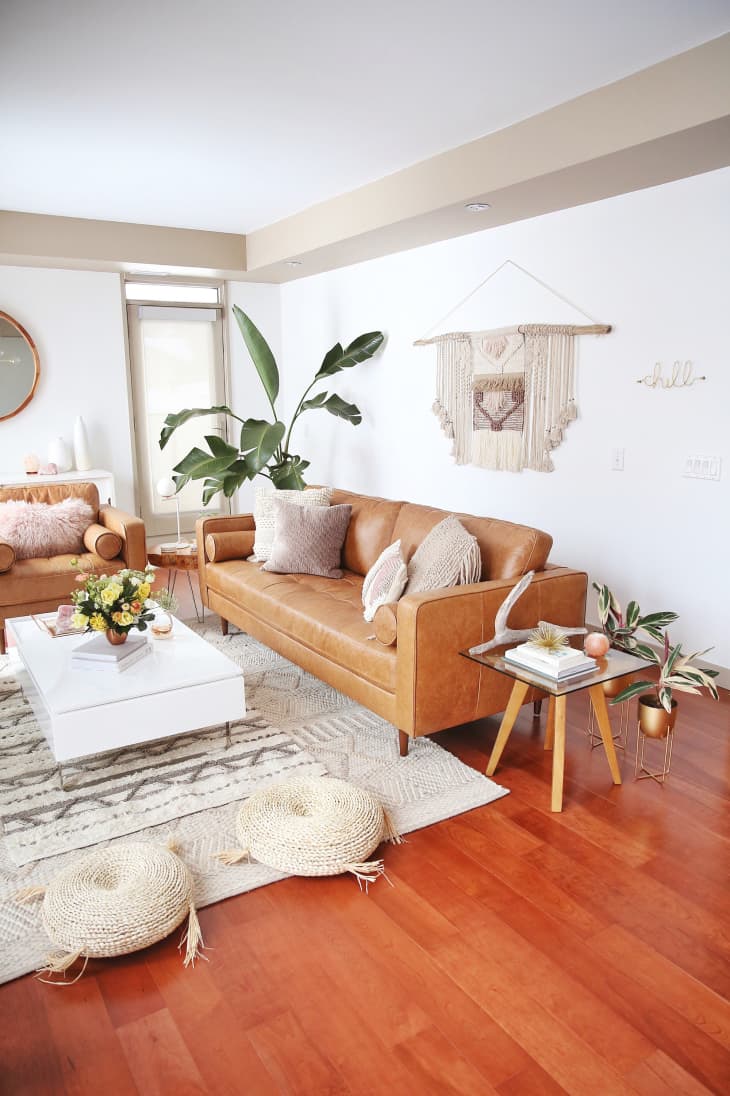 A Comfy Canadian Condo's Boho Organic Living Room Apartment Therapy