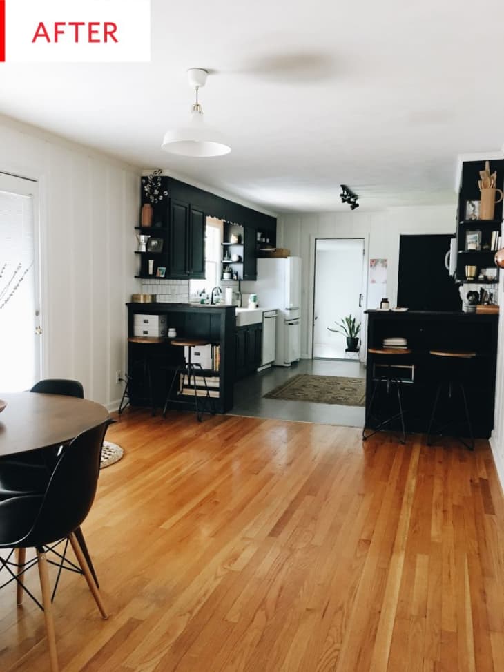 Before And After Black And White Paint Covers Up A Wood Paneling   After 1 768x1024