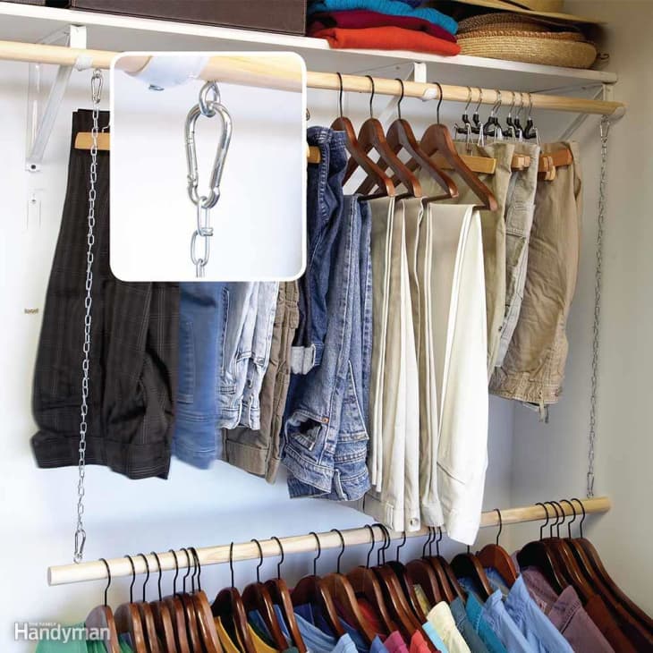 Diy wardrobe hanging online rail