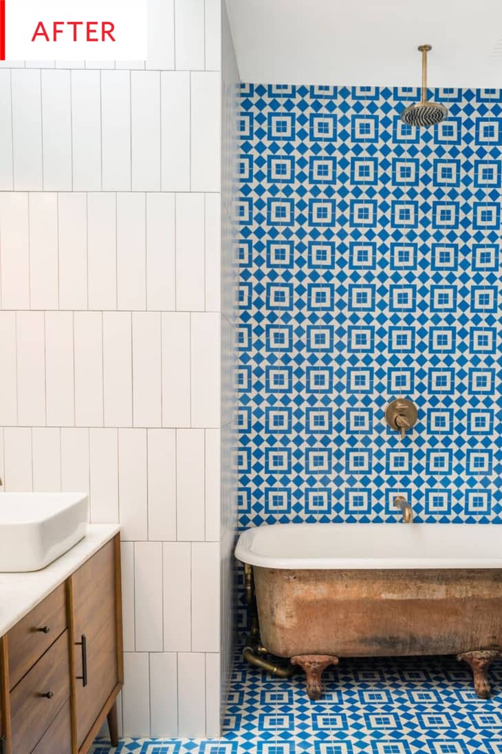 Bathroom Gut Renovation with Geometric Tile | Apartment Therapy