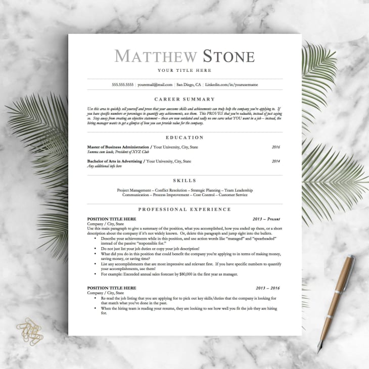 Best Etsy Resume Templates for Sale $10 and Under Apartment Therapy