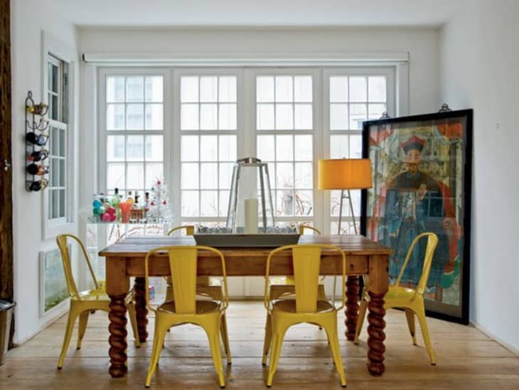 Antique table 2024 with modern chairs