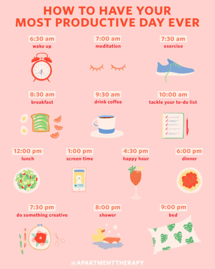 An Hour By Hour Schedule For The Most Productive Day Ever Apartment Therapy 
