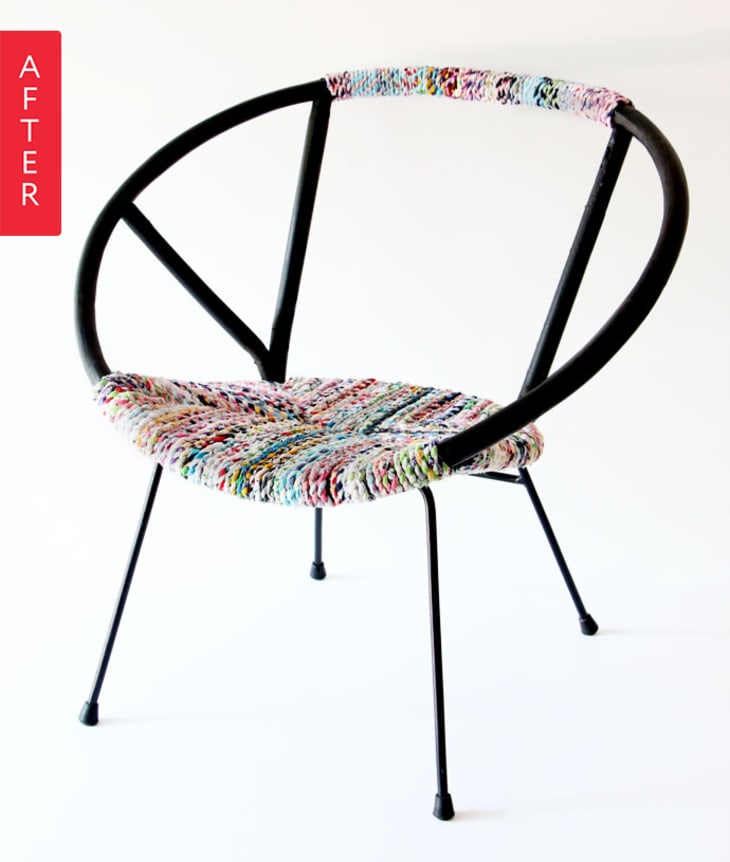 Before & After A Vintage Saucer Chair’s Low Cost DIY Salvation