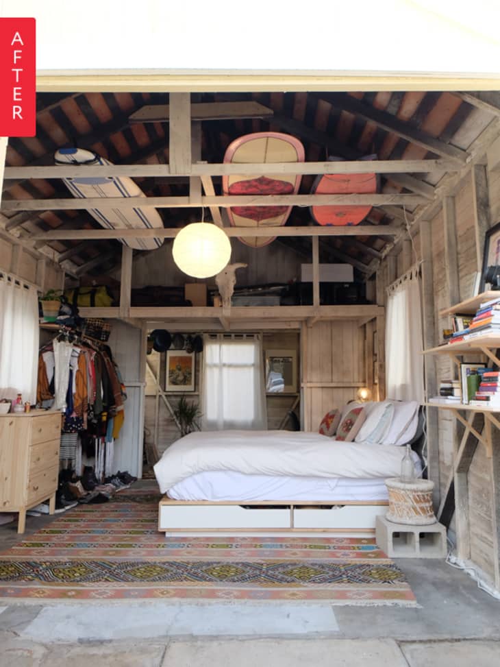 Before & After From Grimy Garage to Glamping Bedroom Apartment Therapy